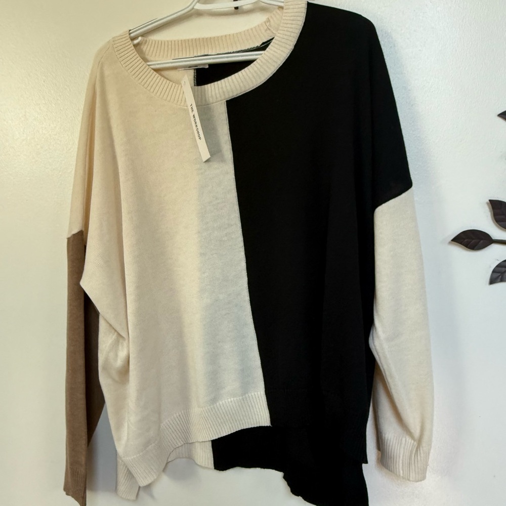 Workshop Republic Clothing Black and Cream Knit Sweater